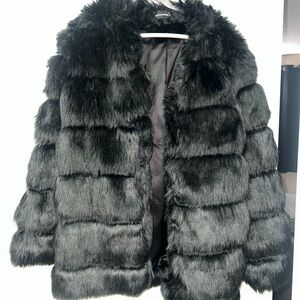 PrettyLittleThing Black Faux Fur Jacket